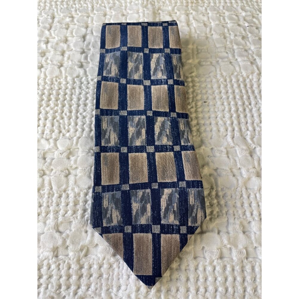 J.T. Beckett Men's Blue & Tan Silk Tie 58" x 4"  SKU 2619